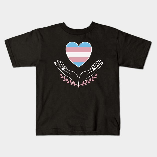 Transgender Pride Flag Heart Kids T-Shirt by superdupertees